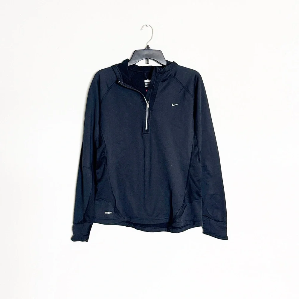 🌿Final Sale Nike Black Fit Dry Lined 1/4 Zip Hooded‎ Pullover